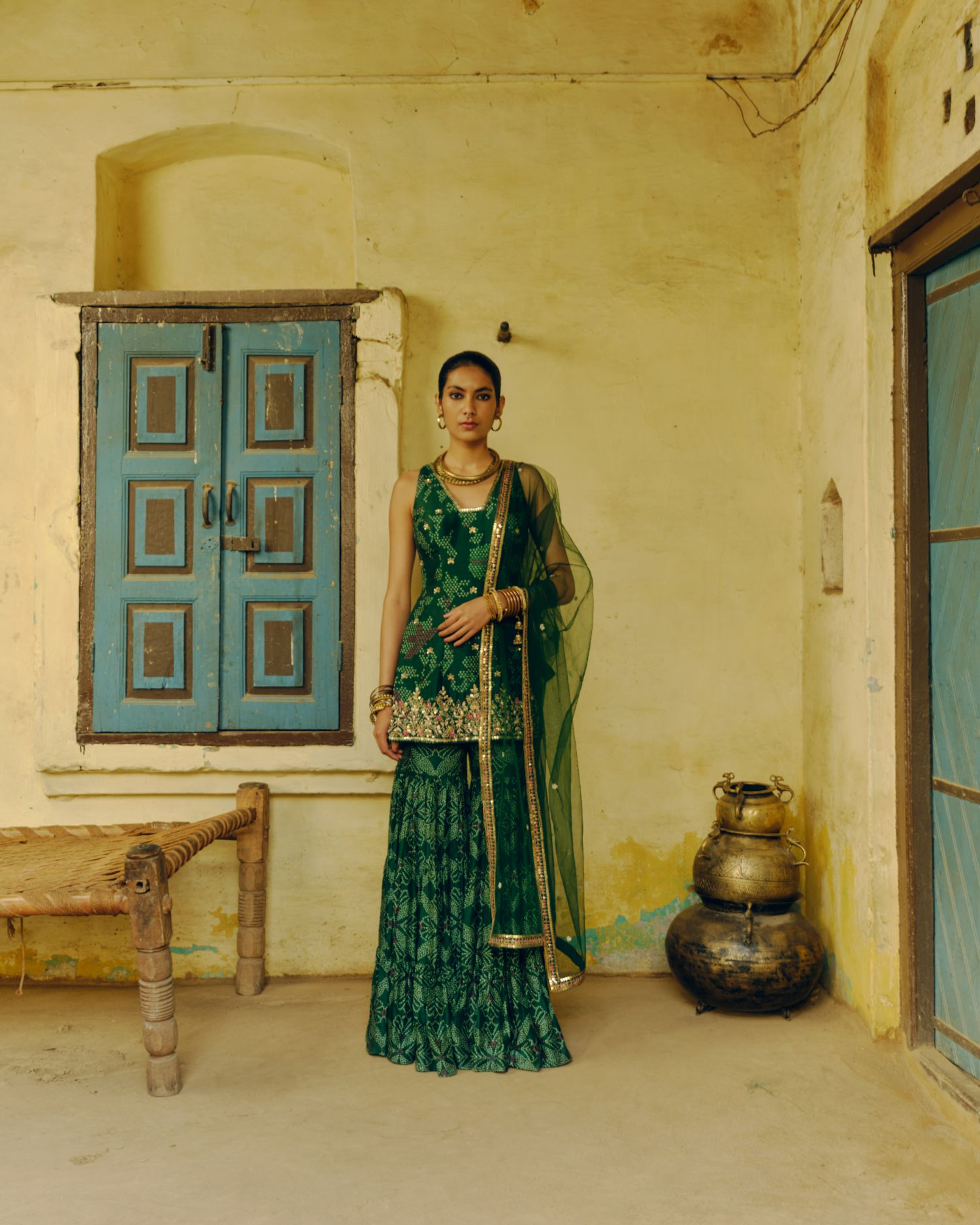 Emerald green sharara set Emerald green sharara set