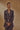 Navy Belted Pantsuit with embroidered sleeve hem closeview